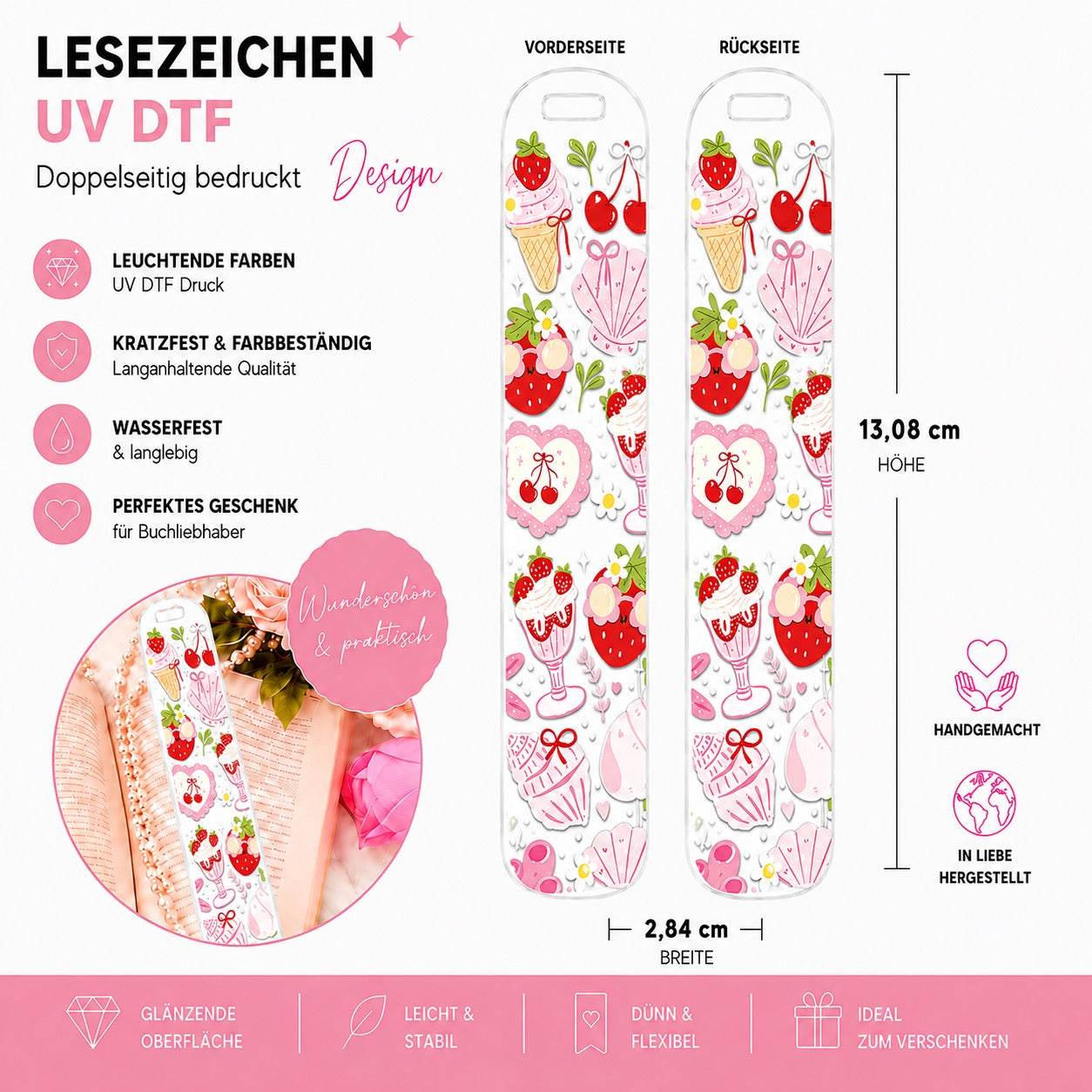 Strawberry SummerBookmark - UV-DTF