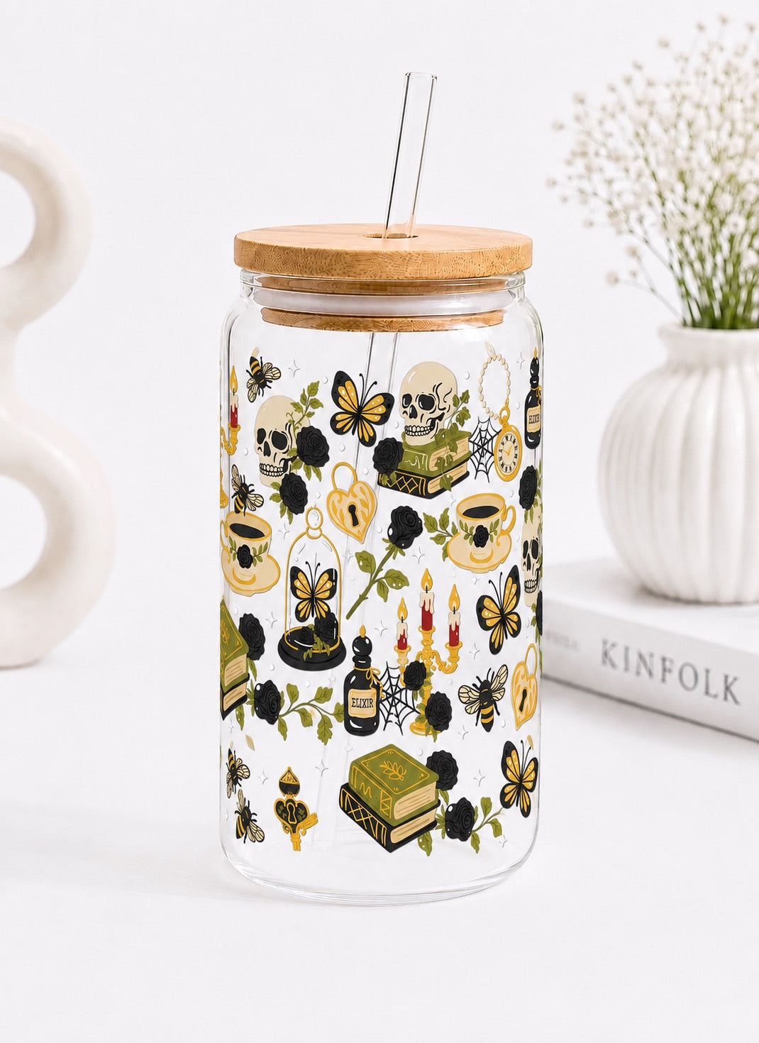Dark Academia – Reading Set | Glas & Lesezeichen