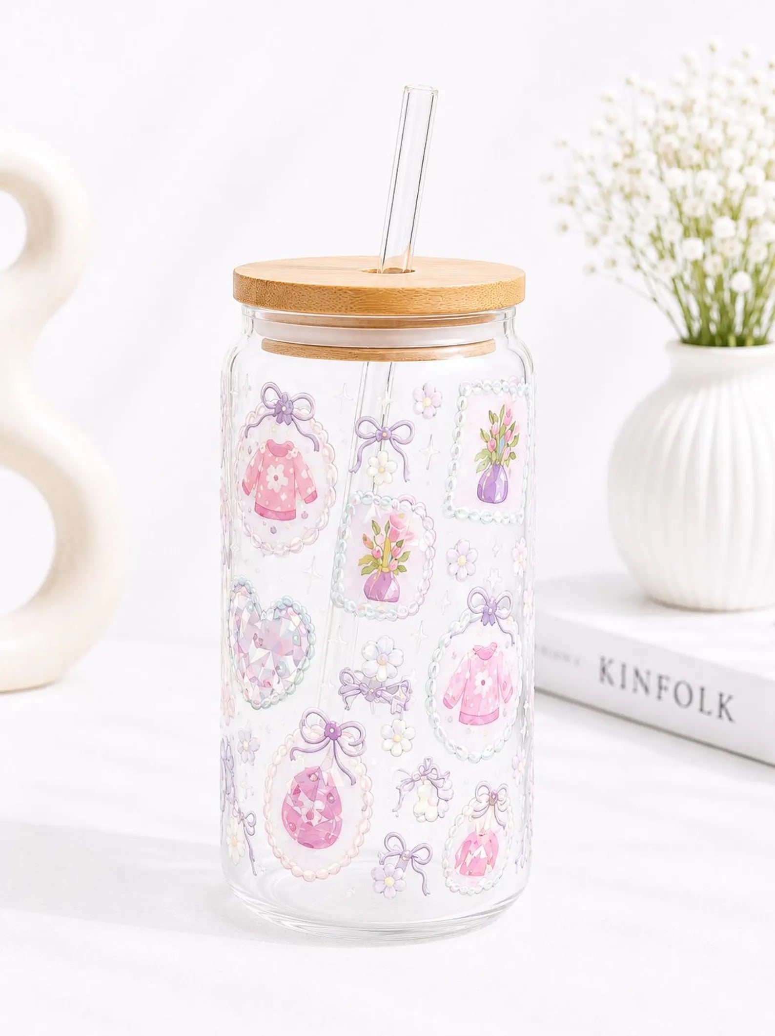 Pastel Coquette Trinkglas 🎀💎 | 16 oz