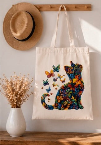 🐱 Bunte Katzen Tote Bag – Farbenfroher Blickfang für Katzenliebhaber