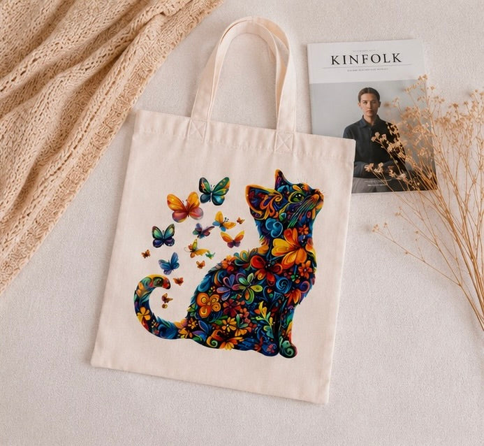 🐱 Bunte Katzen Tote Bag – Farbenfroher Blickfang für Katzenliebhaber