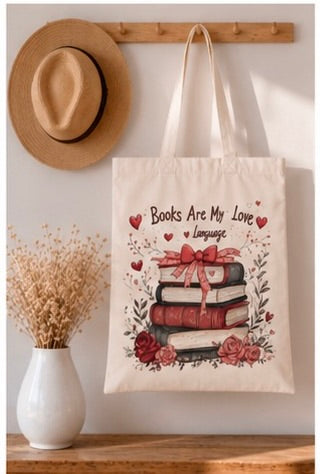 📚❤️ Books Are My Love Language – Book Lover Tote Bag