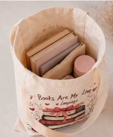 📚❤️ Books Are My Love Language – Book Lover Tote Bag