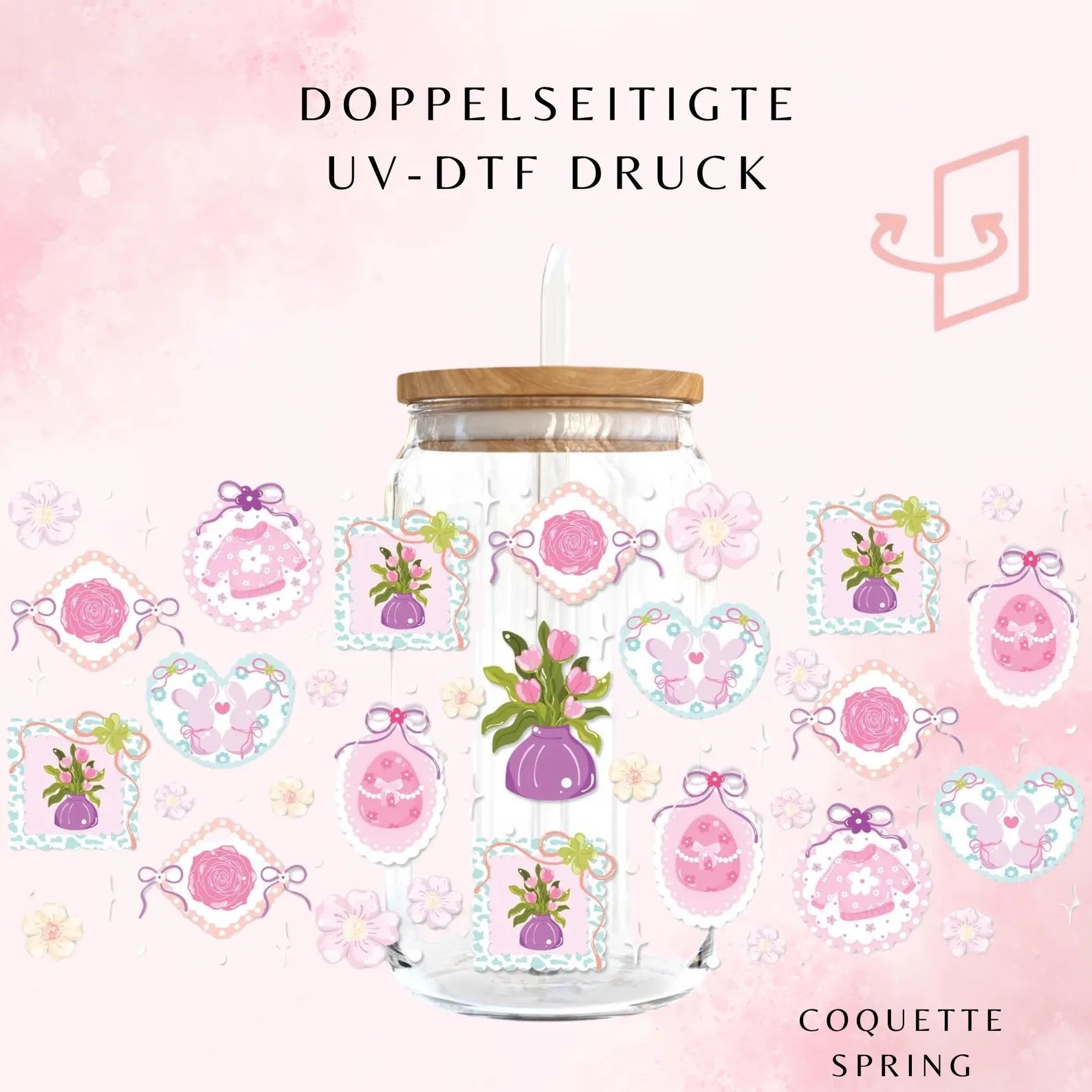 Pastel Coquette Trinkglas 🎀💎 | 16 oz