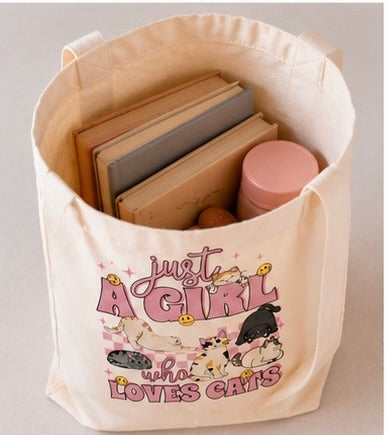 🐱💖 Just a Girl Who Loves Cats – Cat Lover Tote Bag