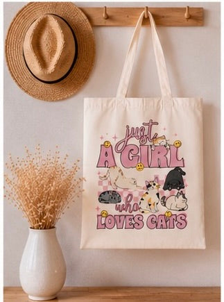 🐱💖 Just a Girl Who Loves Cats – Cat Lover Tote Bag