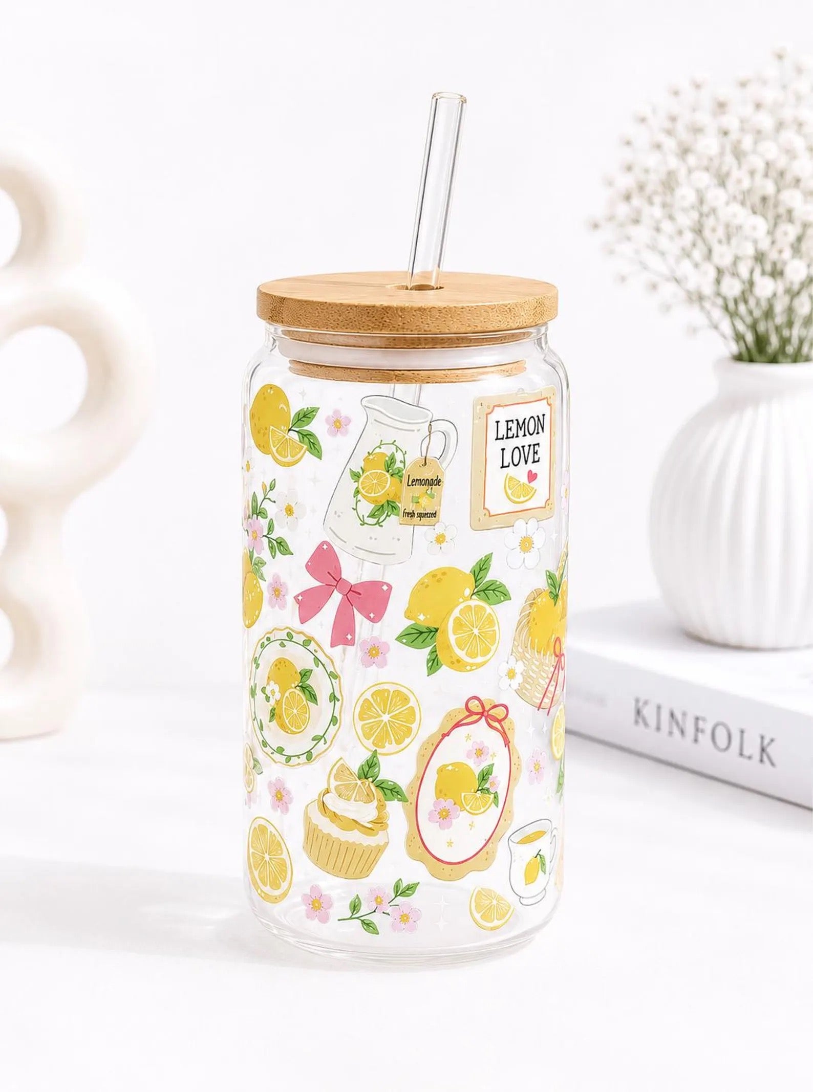 Lemon Love Trinkglas 🍋🎀 | 16 oz