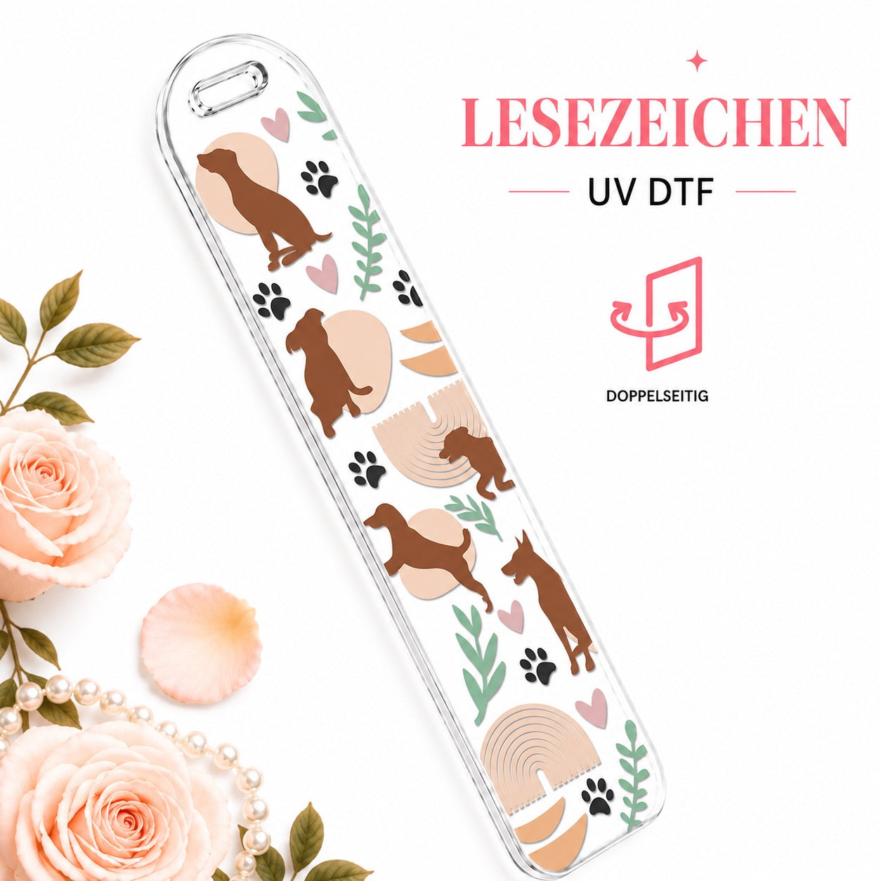 Boho Dog Bookmar - UV-DTF 🐾🤎📚