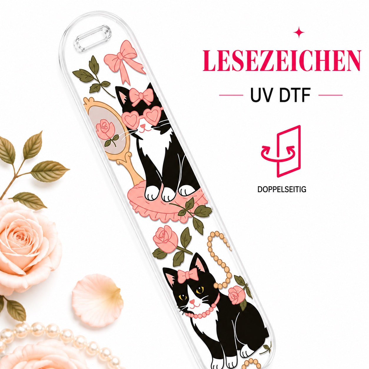 Black Cat Bookmark – UV DTF 🖤🎀