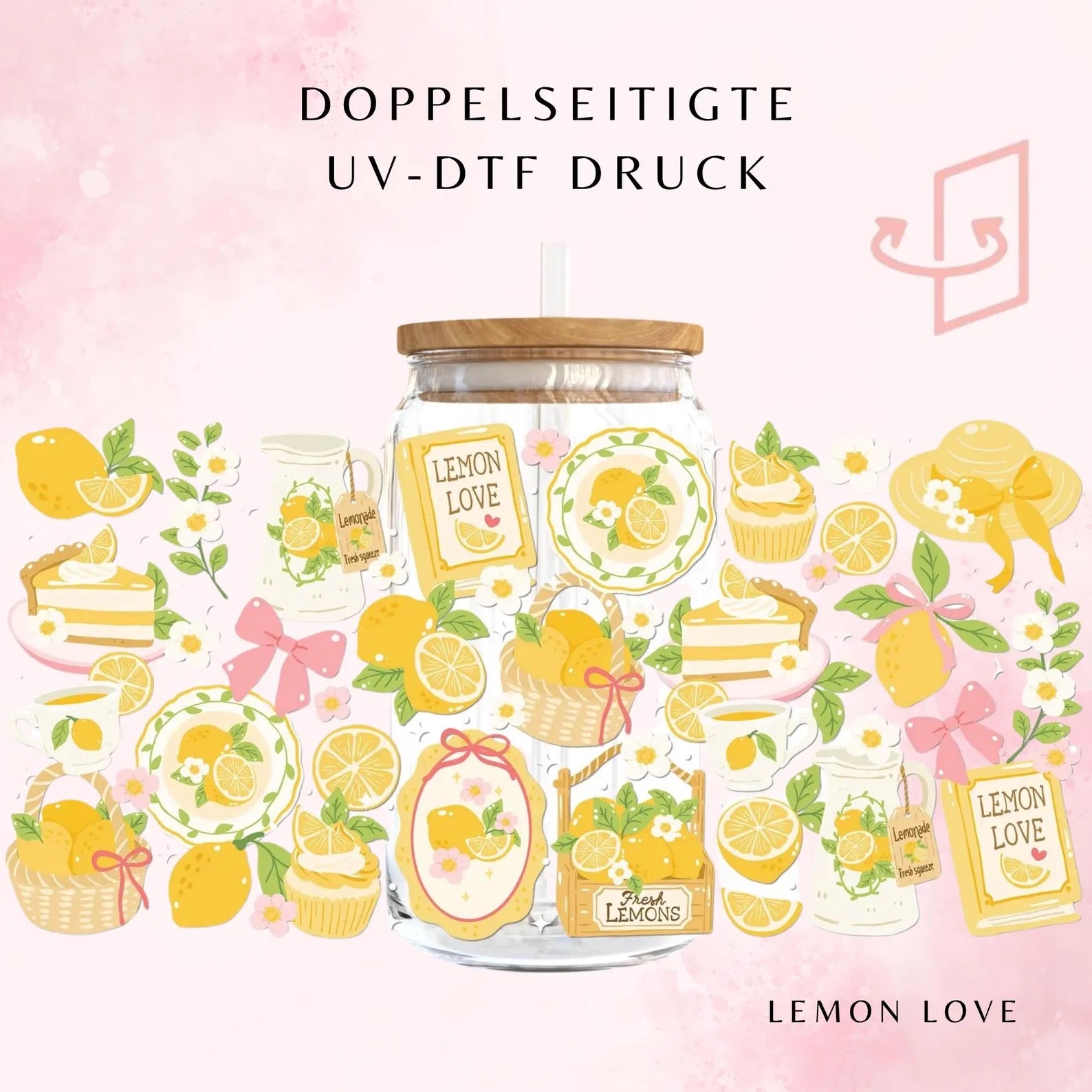 Lemon Love Trinkglas 🍋🎀 | 16 oz