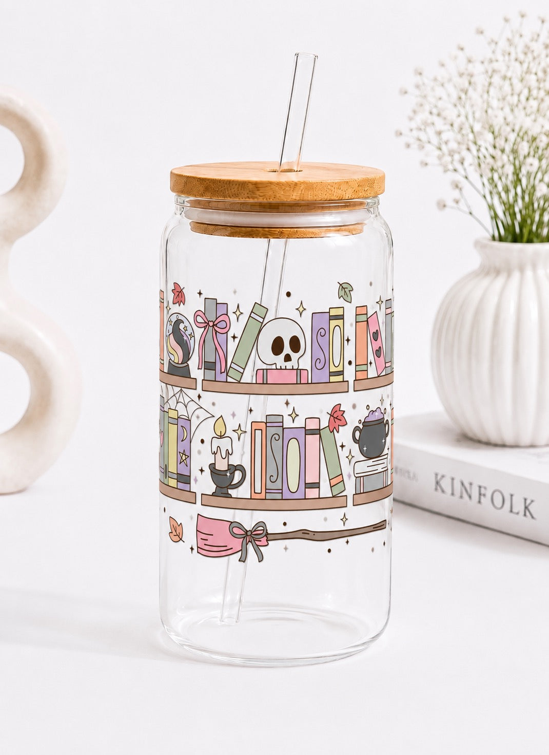 Halloween Bookshelf – Reading Set | Glas & Lesezeichen