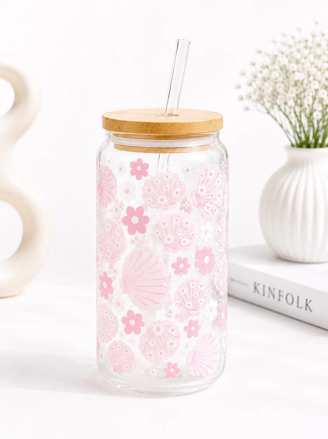 Pink Seashell Trinkglas 🐚🌸 | 16 oz