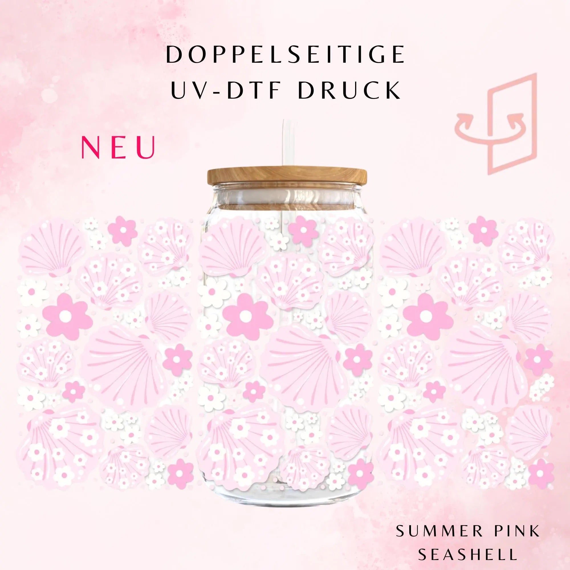Pink Seashell Trinkglas 🐚🌸 | 16 oz