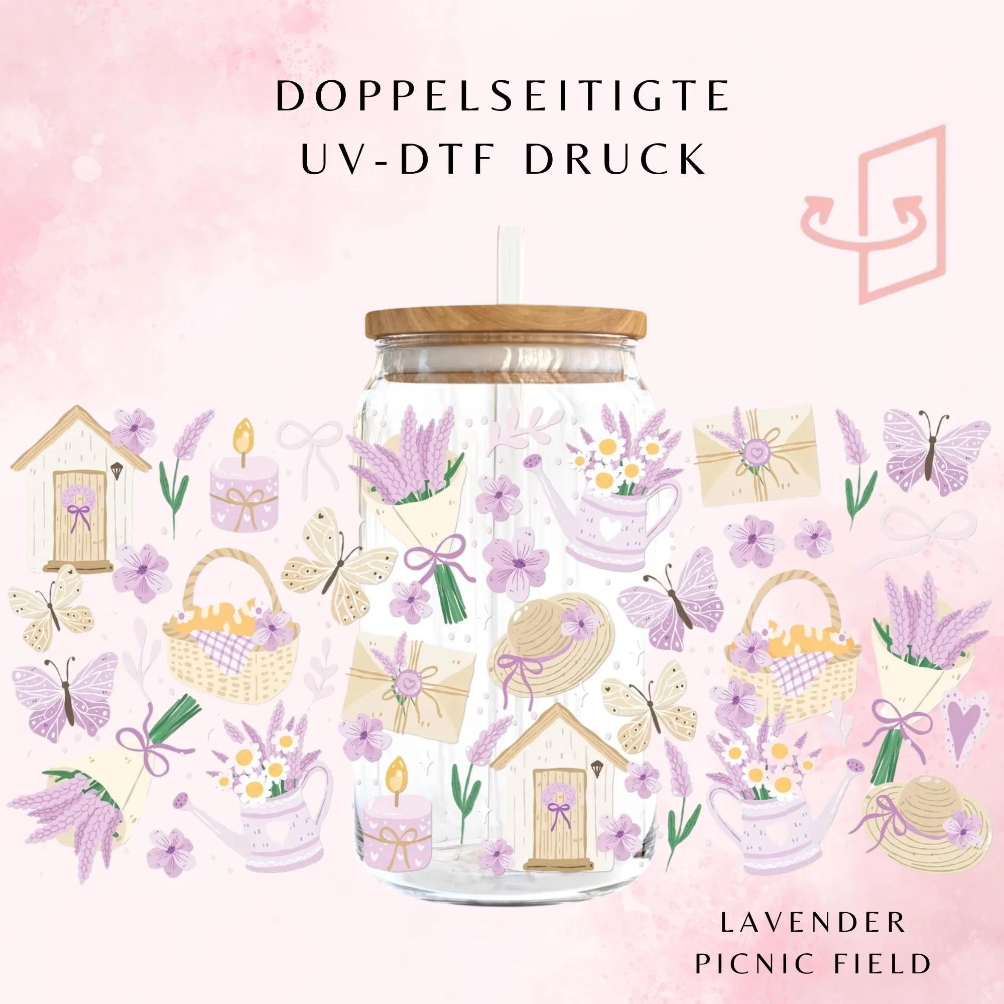 Lavender Picnic Field Trinkglas 💜 | 16 oz