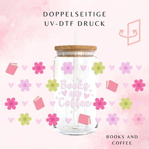 Books and Coffee Glass Cup☕📚  | 16 oz