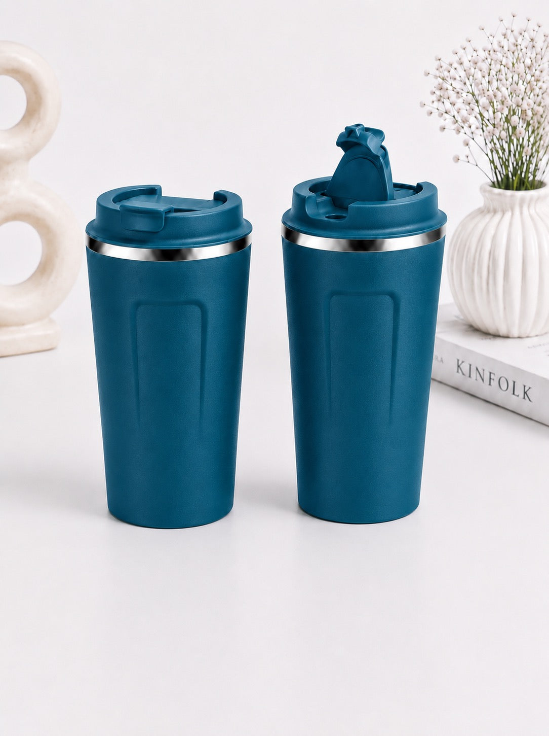 Blauer Thermobecher | 360 ml | Doppelwandig mit UV-DTF Druck