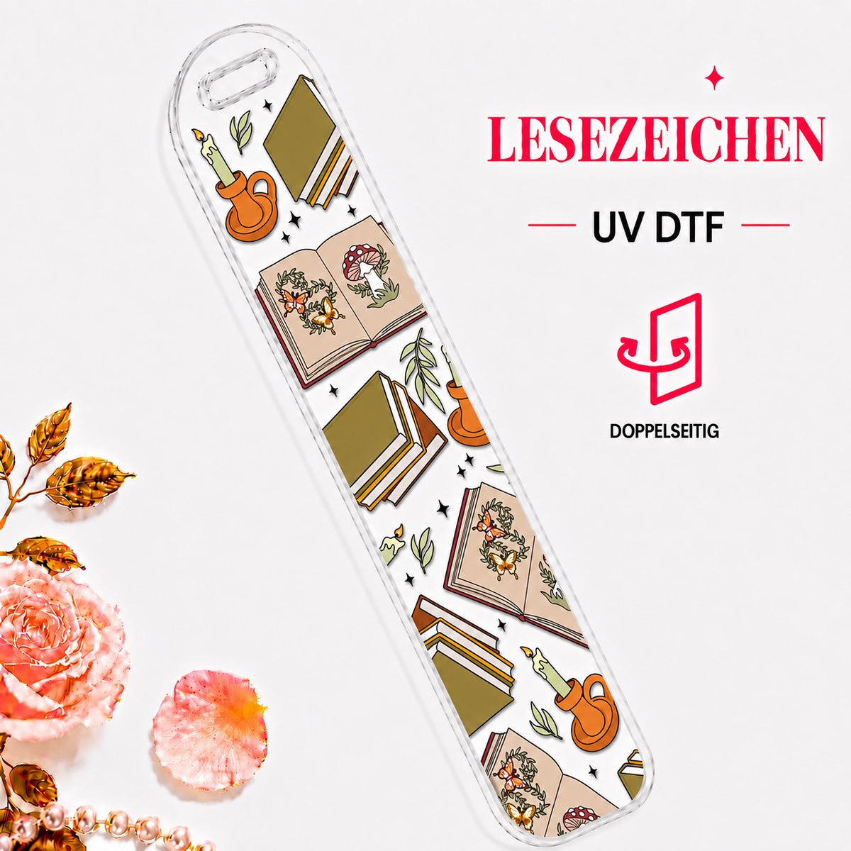 Cottage Core Book Bookmark - UV-DTF