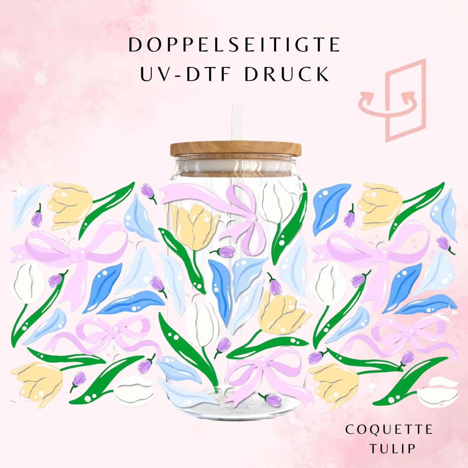 Tulip Bow Trinkglas 🌷🎀 | 16 oz