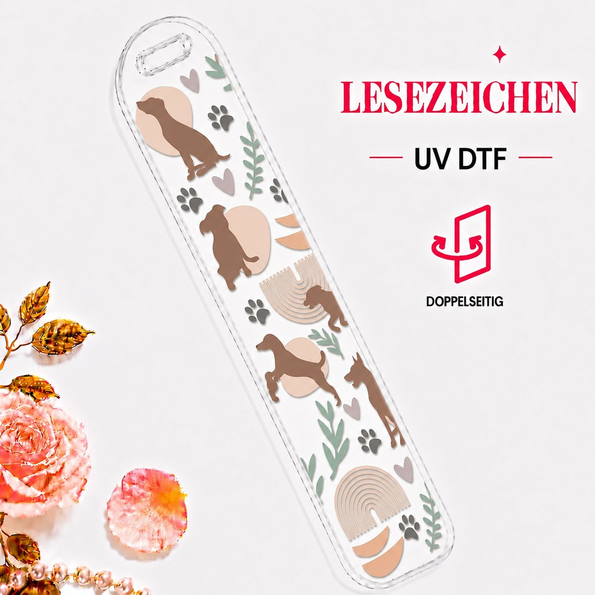 Boho Dog Bookmark - UV-DTF