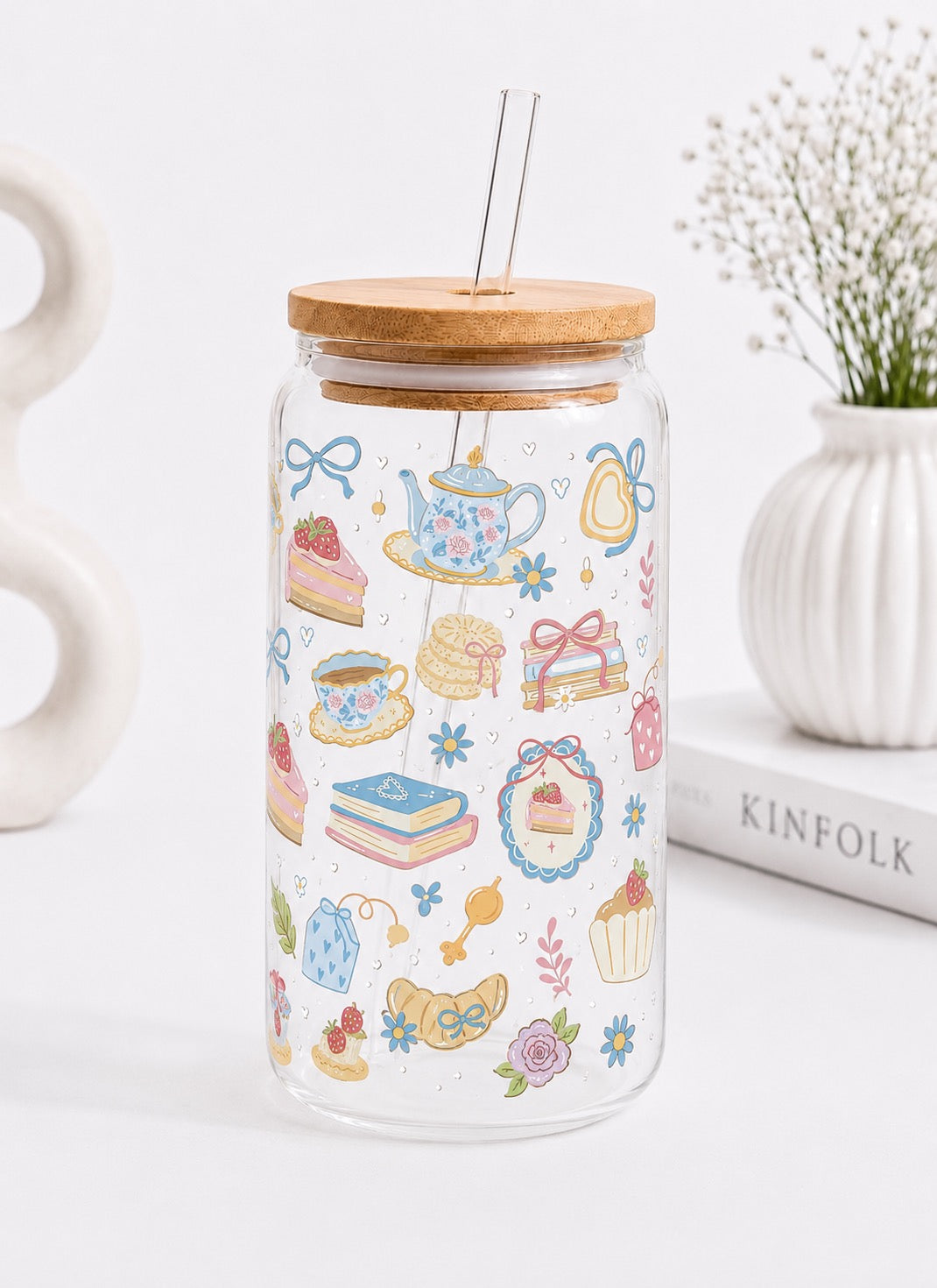 Blue Coquette Tea Time Trinkglas | 16 oz 🫖🎀