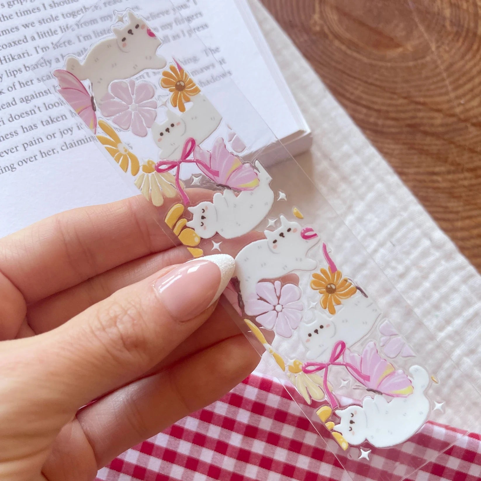 White Cat Bookmarks – UV DTF 🤍🦋