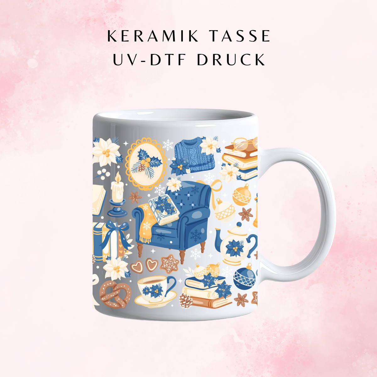 Christmas Frosted Library Keramiktasse | 11 oz