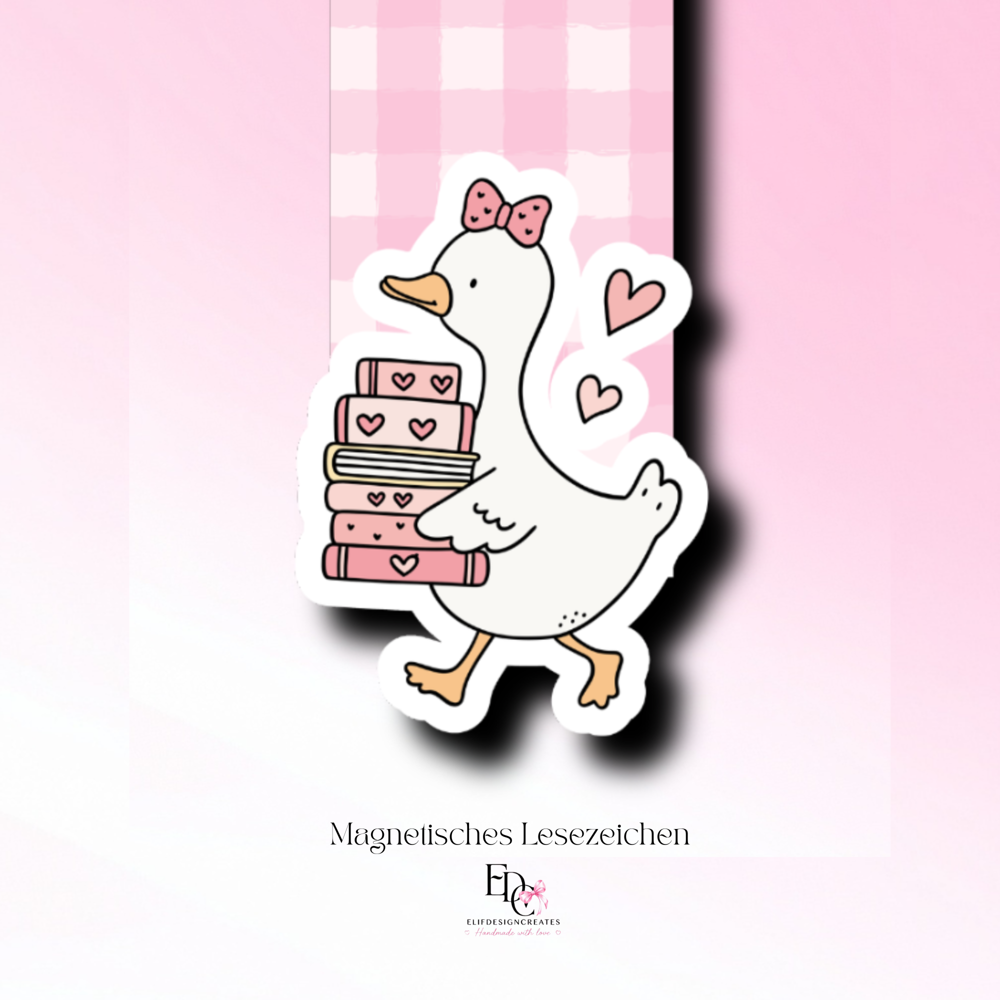 Magnetisches Lesezeichen – Goose with Books