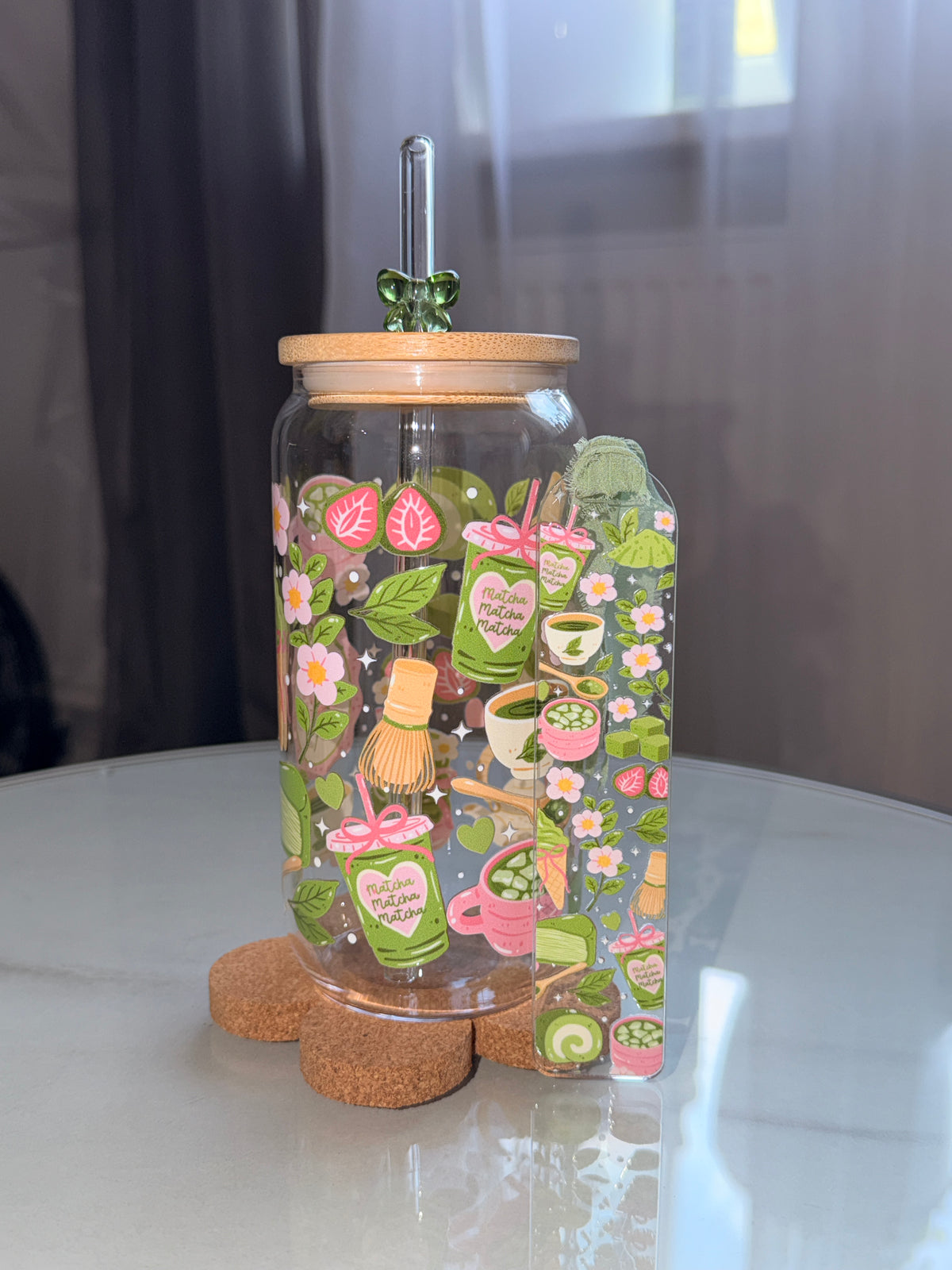 Matcha Reading Set – Trinkglas & Lesezeichen  🍵🌸
