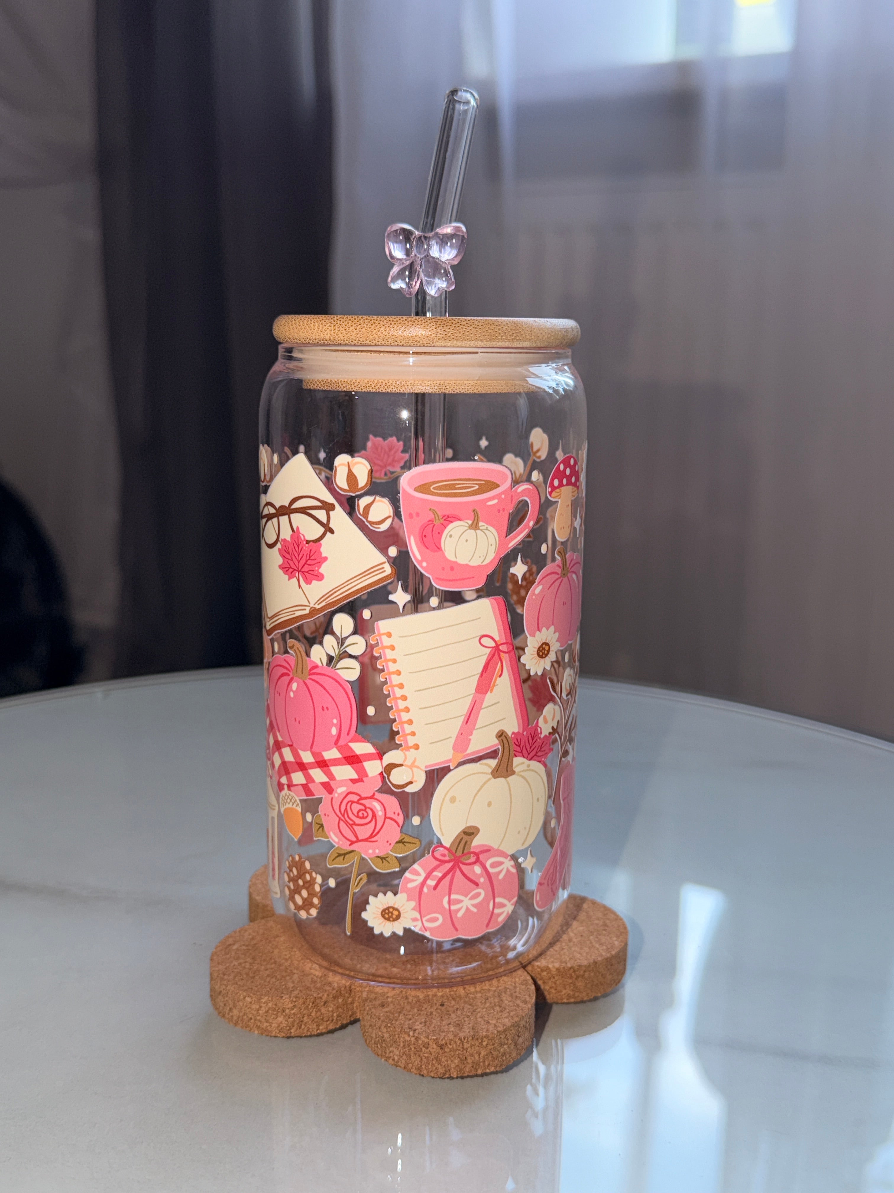 Cozy Blush Fall Trinkglas | 16 oz