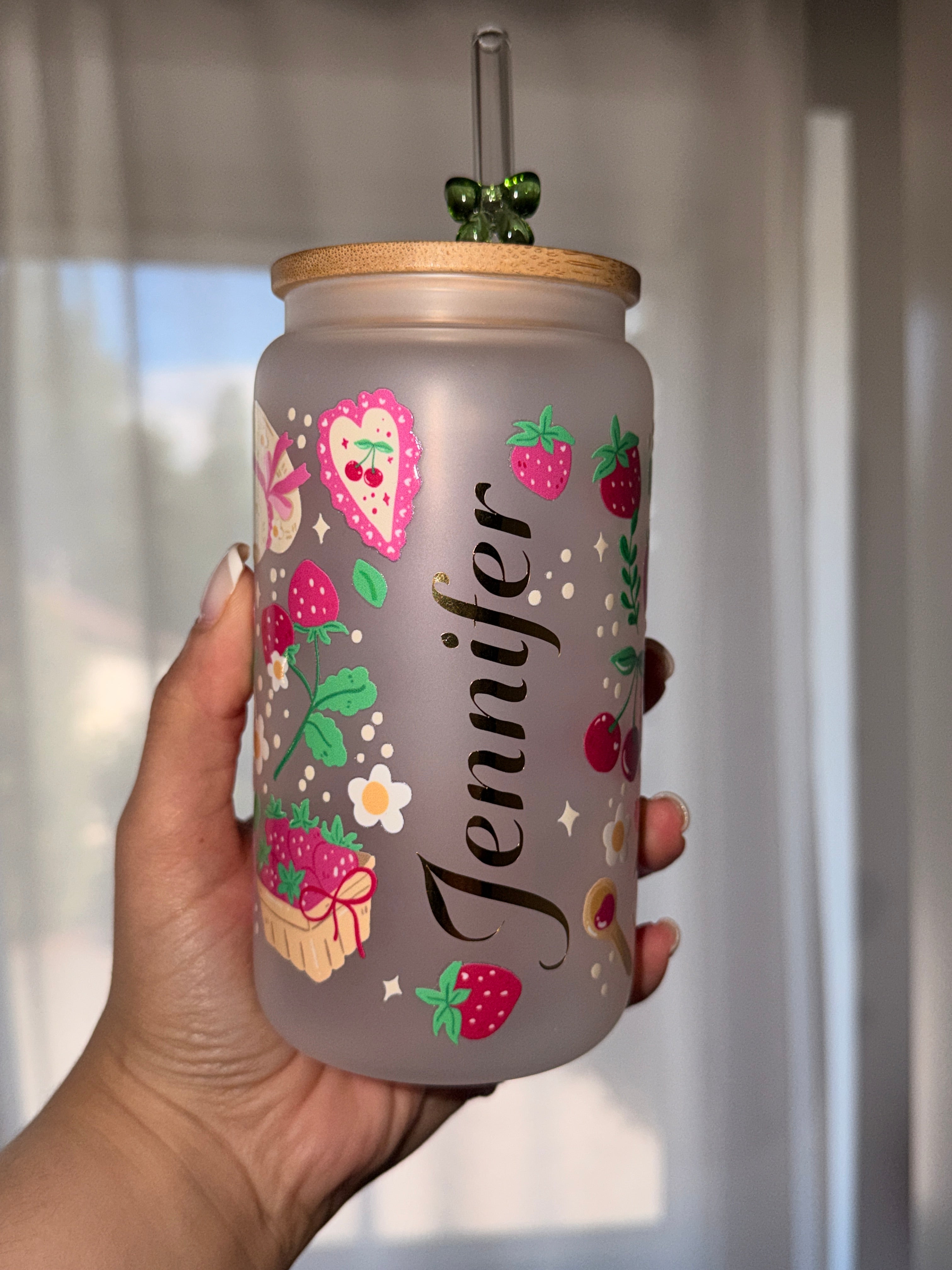 Strawberry Jam Trinkglas 🍓🌸| 16 oz