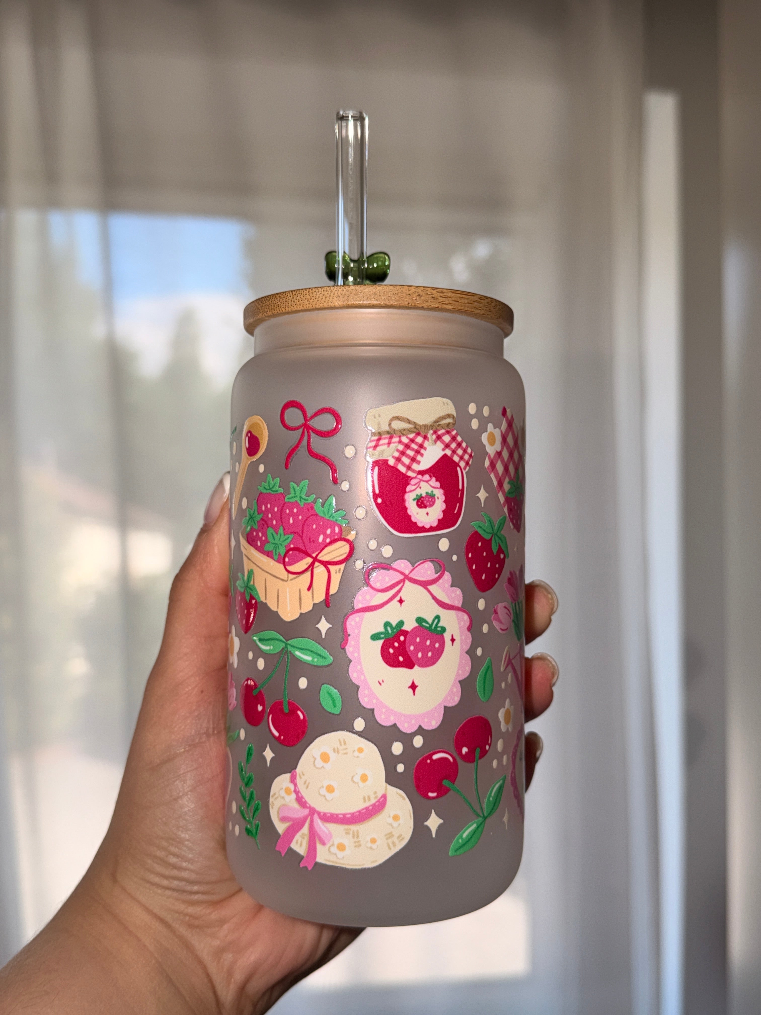Strawberry Jam Reading Set – Trinkglas & Lesezeichen