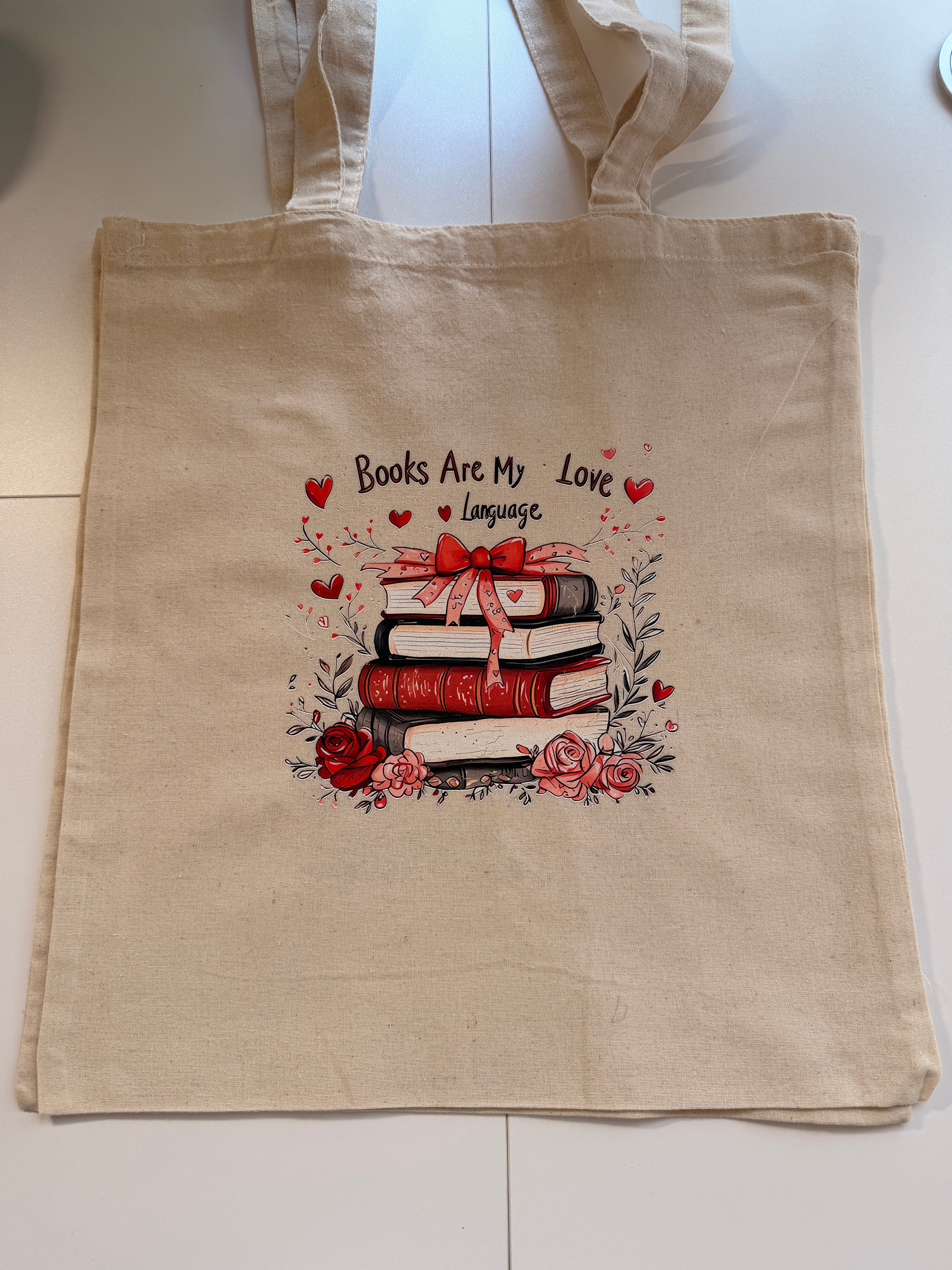 📚❤️ Books Are My Love Language – Book Lover Tote Bag