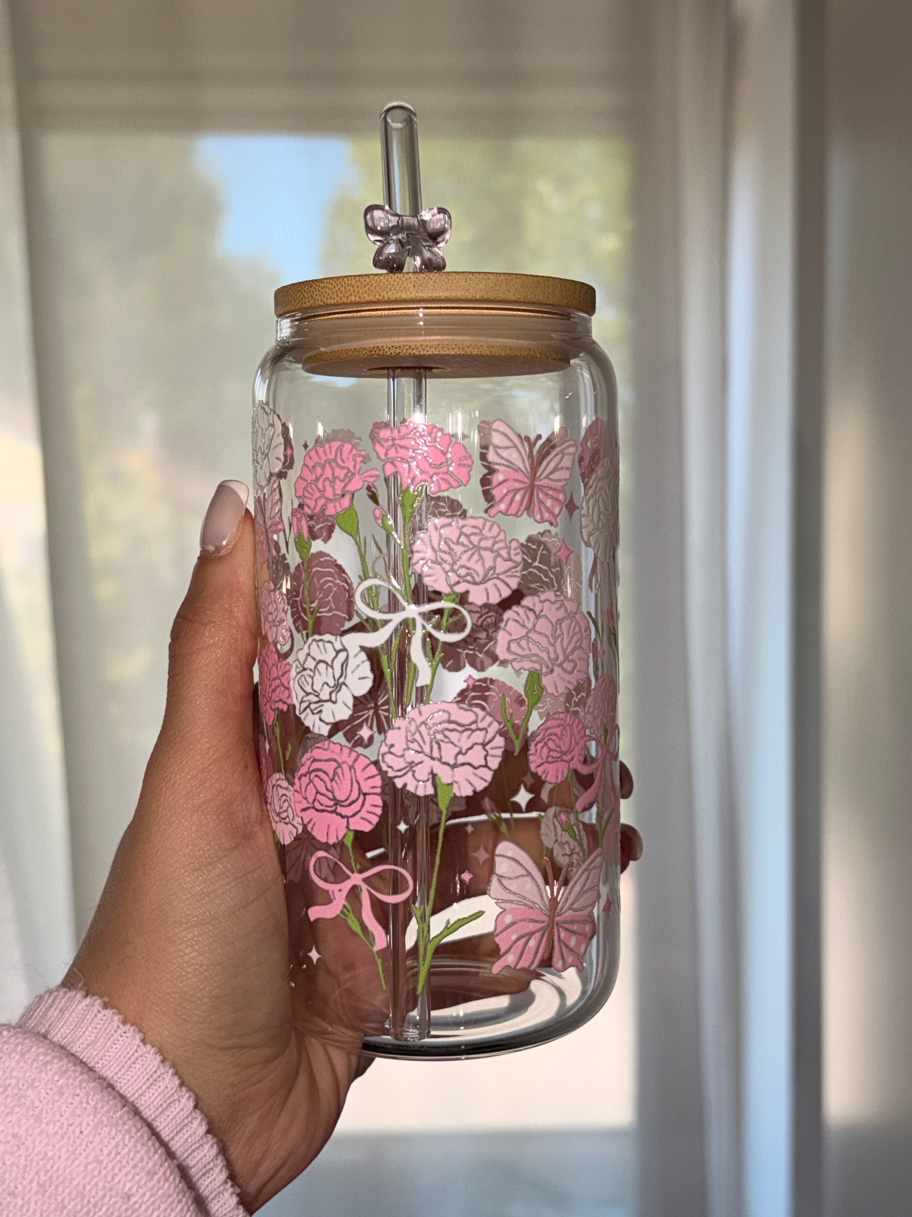 Butterfly Bloom Trinkglas 🎀✨| 16 oz