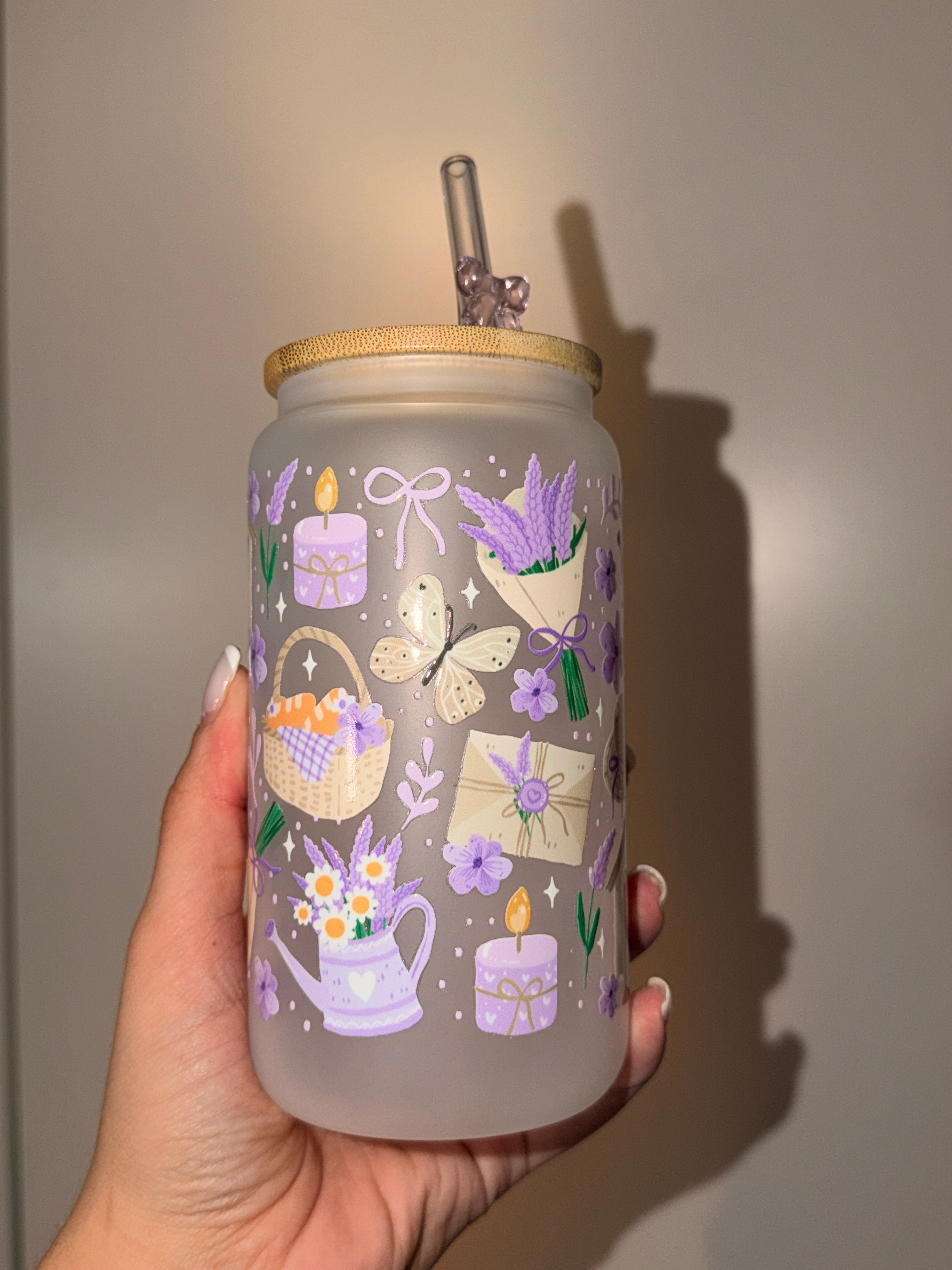 Lavender Picnic Field Trinkglas 💜 | 16 oz