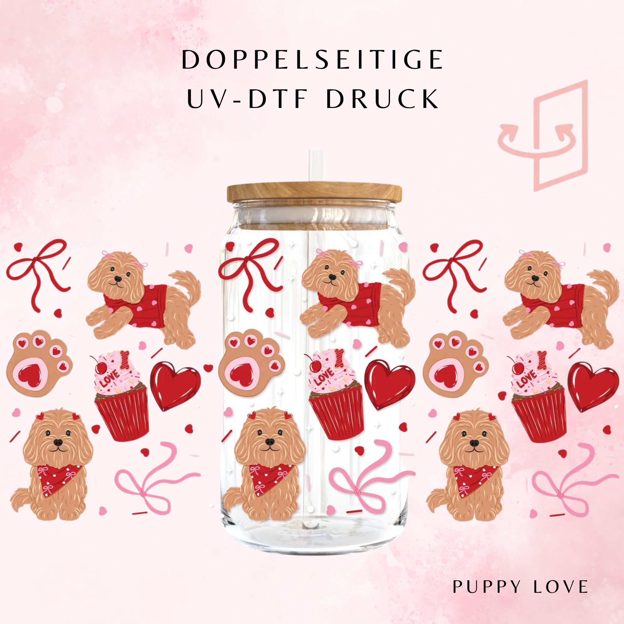 Puppy Love Trinkglas | 16 oz 🐶❤️