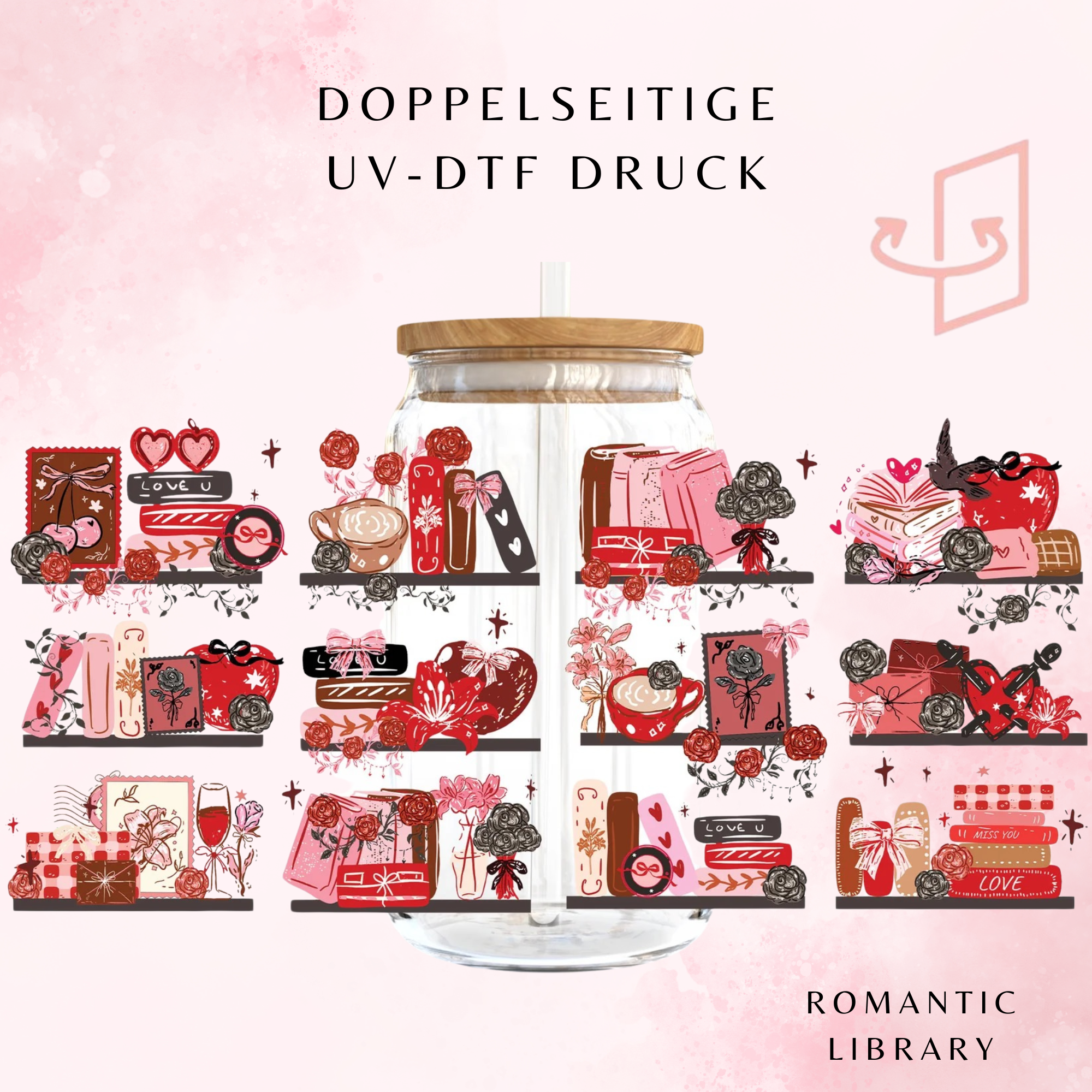 Romantic Library Trinkglas | 16 oz 📚🌹