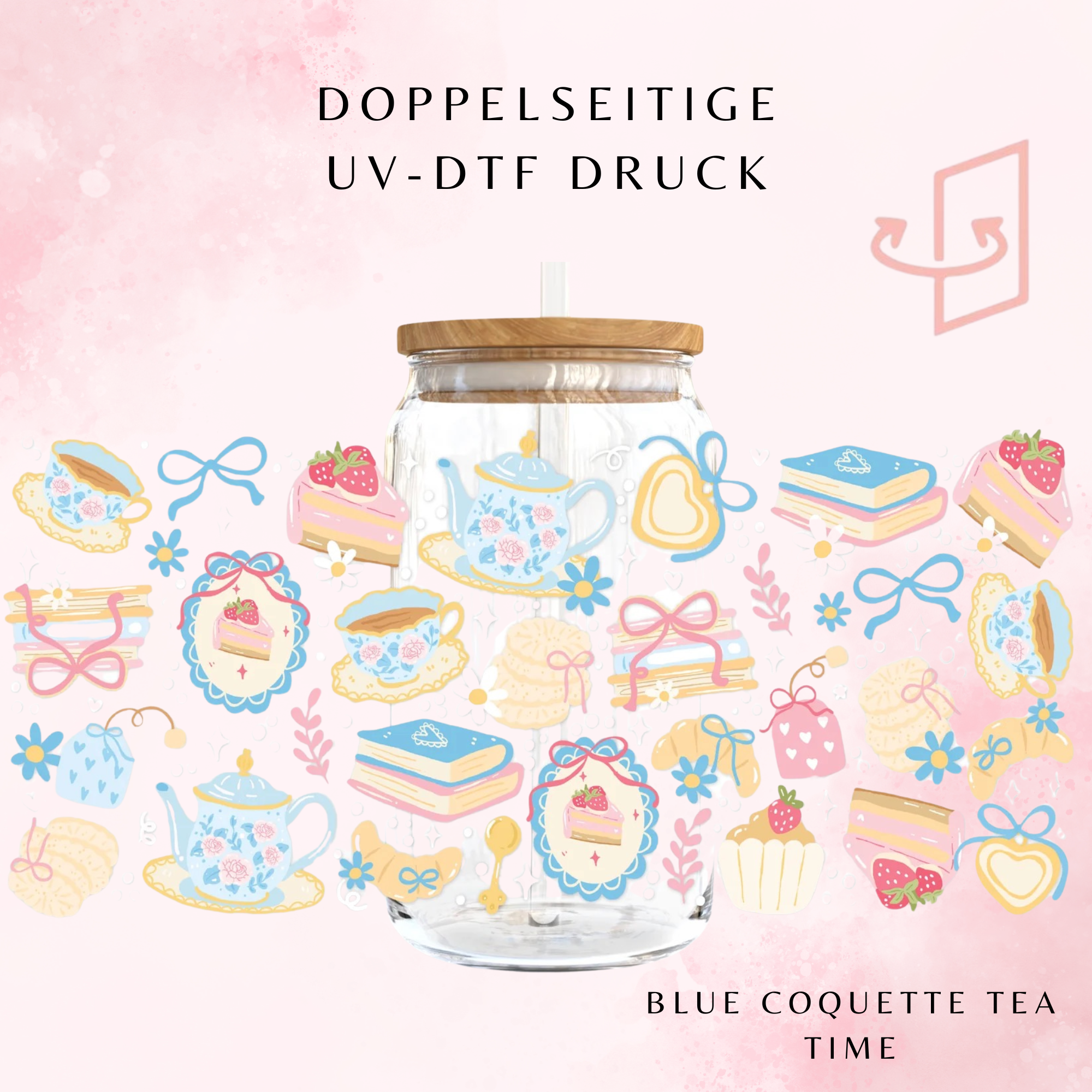 Blue Coquette Tea Time Trinkglas | 16 oz 🫖🎀