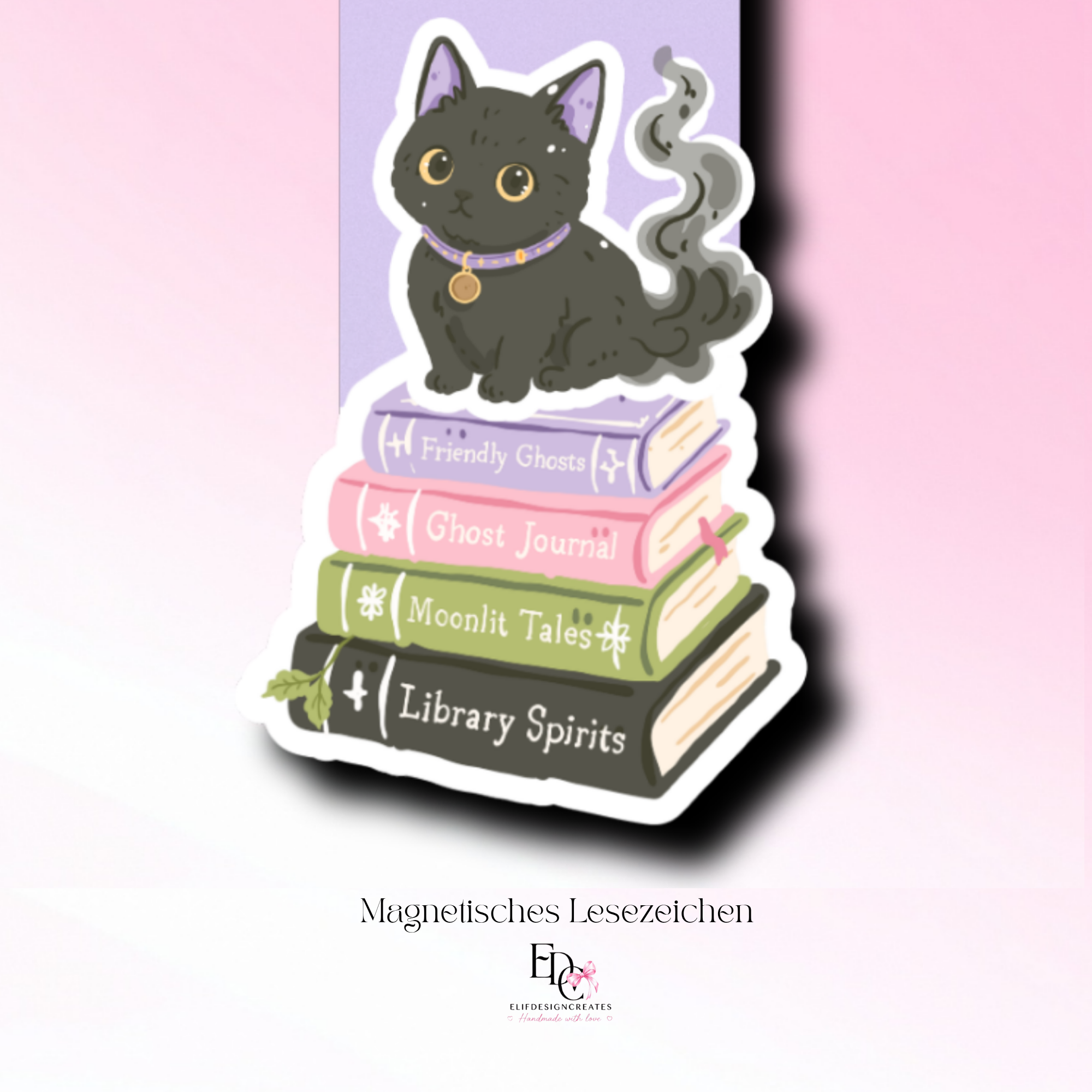 Magnetisches Lesezeichen – Cat with Books