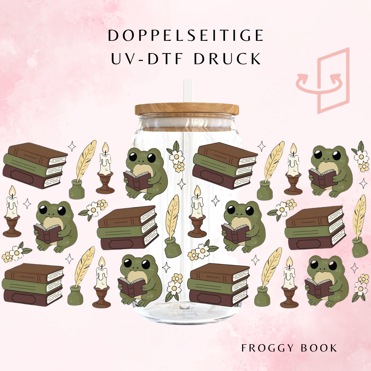 Froggy Book Trinkglas | 16 oz