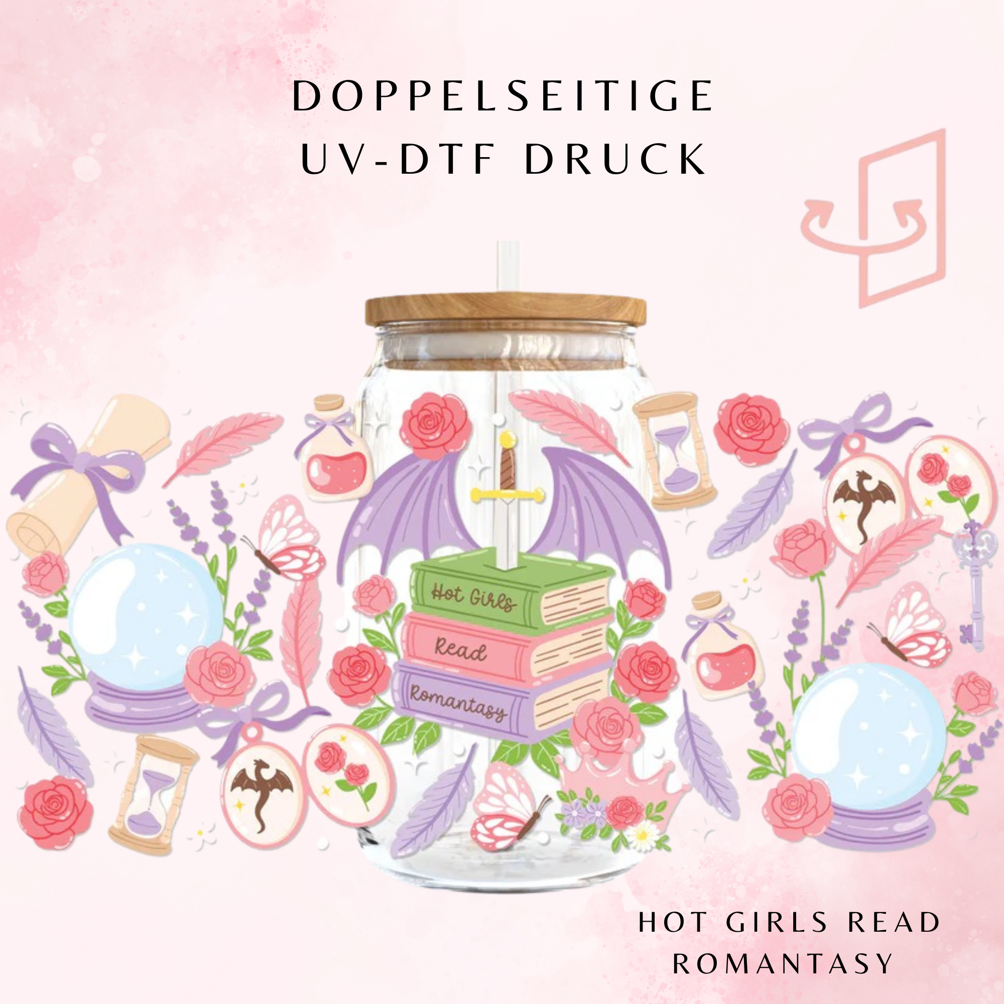 Hot Girls Read RomantasyTrinkglas | 16 oz 📚🐉