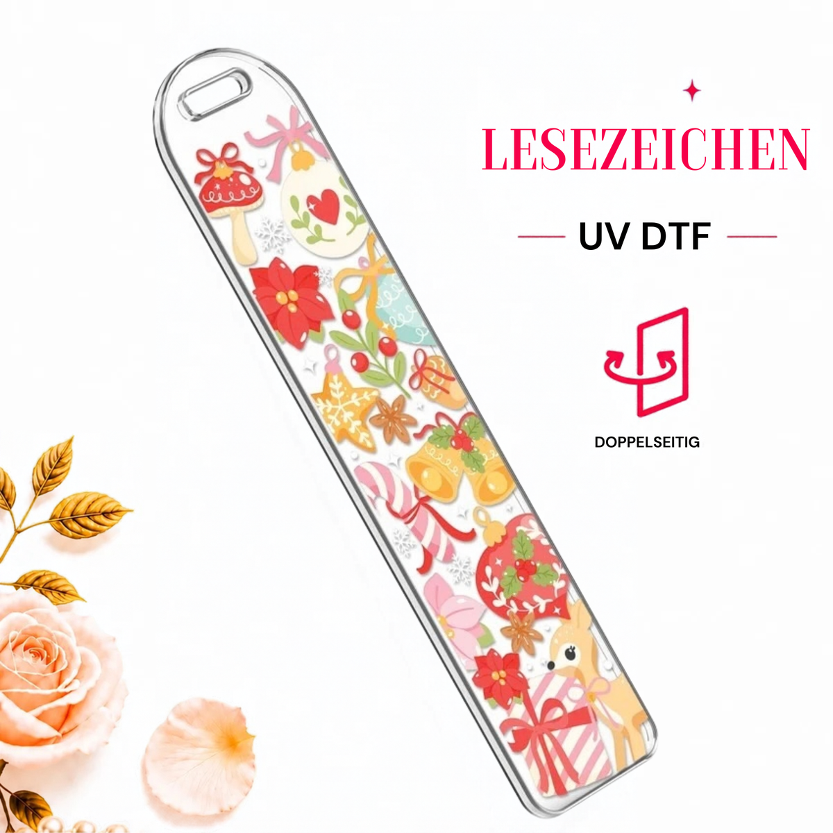 Kawaii Christmas Ornaments Bookmark - UV-DTF
